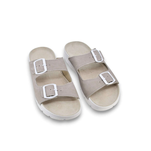 Meeliku Leather Sandals – Grey/White - Daily Nomad