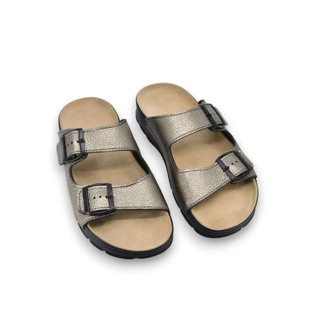 Meeliku Women’s Leather Sandals – Metallic - Daily Nomad
