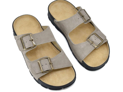 Meeliku – Women’s Leather Sandals with Adjustable Buckles - Grey - Daily Nomad