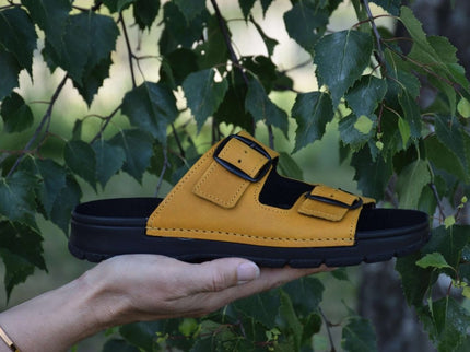 Meeliku – Women’s Leather Sandals with Adjustable Buckles - Ocre - Daily Nomad