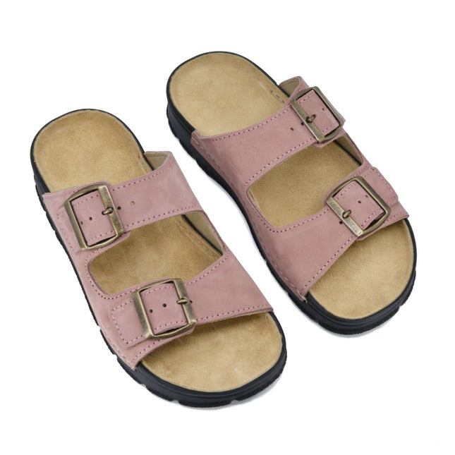 Meeliku – Women’s Leather Sandals with Adjustable Buckles - Pink - Daily Nomad