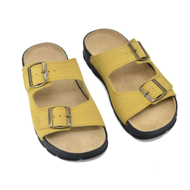 Meeliku Women’s Leather Sandals – Yellow with Adjustable Buckles - Daily Nomad