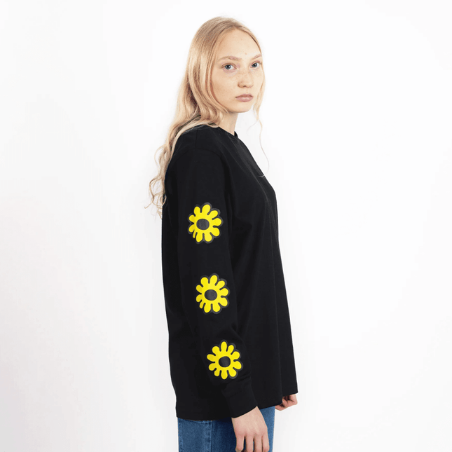 Moomintroll's Flower Longsleeve Shirt With Cuffrib Unisex - Black - Daily Nomad