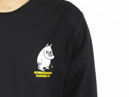 Moomintroll's Flower Longsleeve Shirt With Cuffrib Unisex - Black - Daily Nomad
