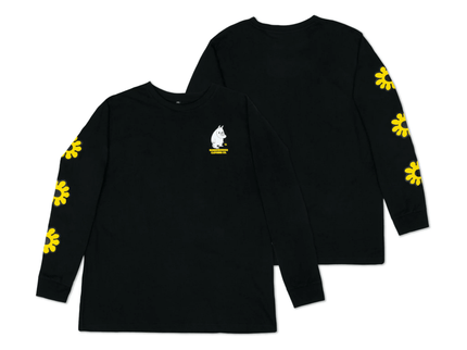 Moomintroll's Flower Longsleeve Shirt With Cuffrib Unisex - Black - Daily Nomad