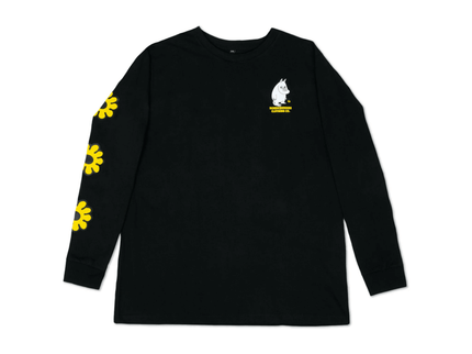 Moomintroll's Flower Longsleeve Shirt With Cuffrib Unisex - Black - Daily Nomad