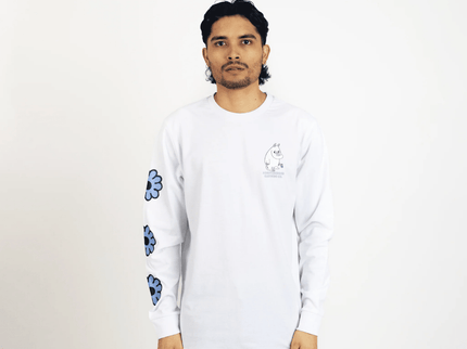 Moomintroll's Flower Longsleeve Shirt With Cuffrib Unisex - White - Daily Nomad