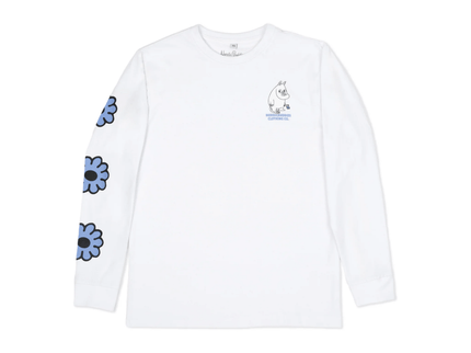 Moomintroll's Flower Longsleeve Shirt With Cuffrib Unisex - White - Daily Nomad