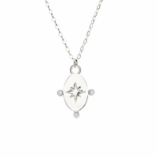 Front detail of the Morning Star recycled silver pendant