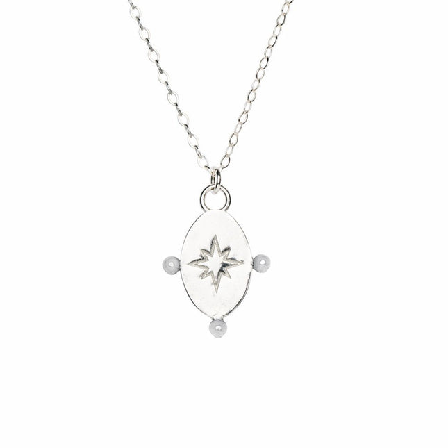 Front detail of the Morning Star recycled silver pendant