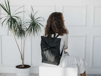 MUNI Black Bow Large Waterproof Backpack | 13″ Laptop Bag Handmade in Lithuania - Daily Nomad