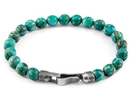 Nachi Silver and Stone Beaded Bracelet – Blue Turquoise by ANCHOR & CREW - Daily Nomad