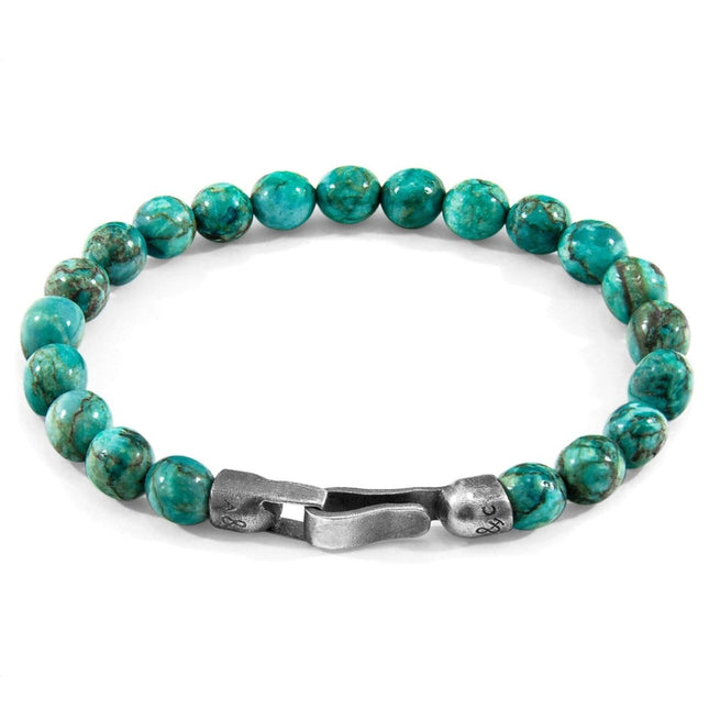 Nachi Silver and Stone Beaded Bracelet – Blue Turquoise by ANCHOR & CREW - Daily Nomad