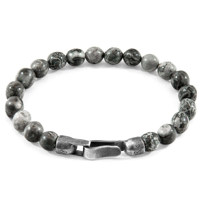 Nachi Silver and Stone Beaded Bracelet – Grey Jasper - Daily Nomad