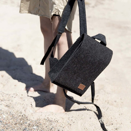 Nordhale Lund Mini recycled-felt backpack in black – product view 1
