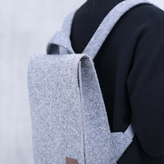Nordhale Lund Mini recycled-felt backpack in grey – product view 1