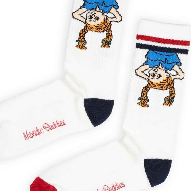 Official Pippi Longstocking Socks – White Classic Cotton Edition - Daily Nomad