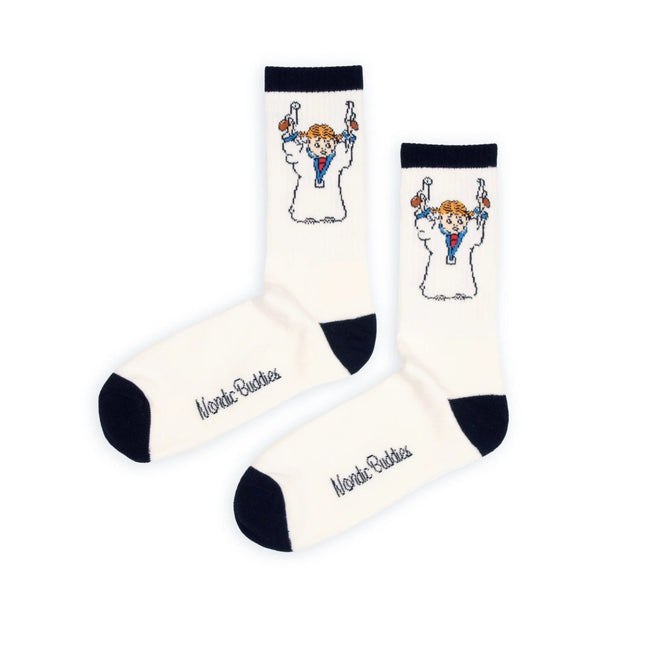 Official Pippi Longstocking Socks – White Classic Rebel Edition - Daily Nomad