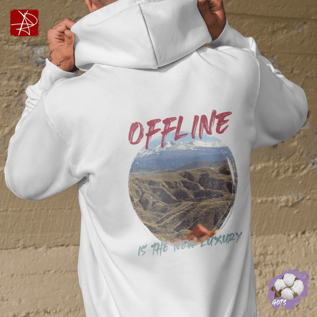 “Offline Is the New Luxury” Organic Cotton Hoodie – Sustainable Unisex Comfort - Daily Nomad