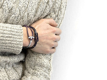 Padstow Braided Leather Bracelet with Sterling Silver Hook – Grape Purple by ANCHOR & CREW - Daily Nomad