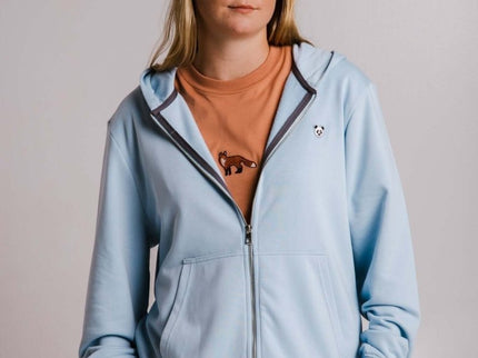 Panda Soft Fleece Full Zip Hoodie – Light Blue by Sossu - Daily Nomad