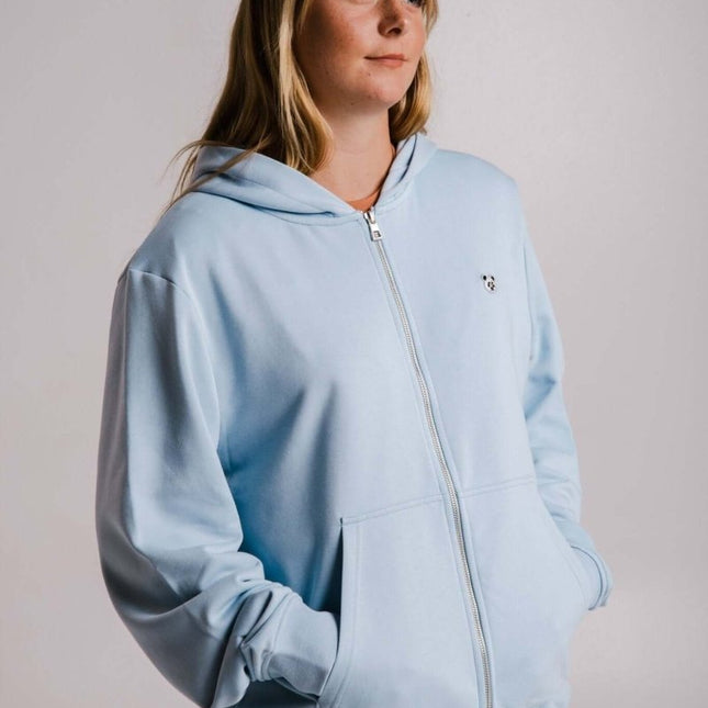 Panda Soft Fleece Full Zip Hoodie – Light Blue by Sossu - Daily Nomad