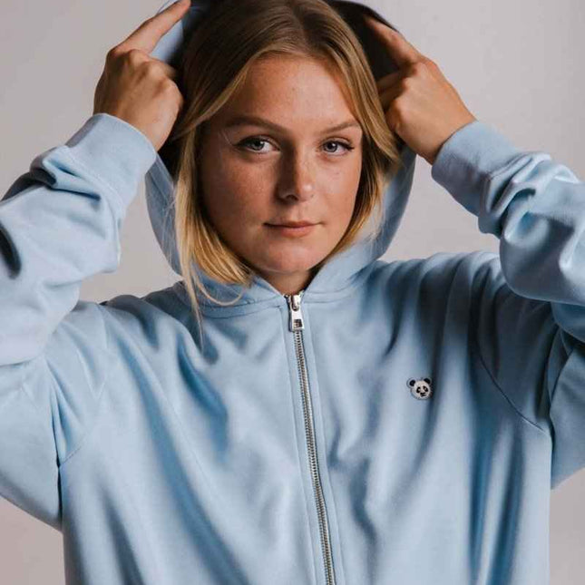 Panda Soft Fleece Full Zip Hoodie – Light Blue by Sossu - Daily Nomad