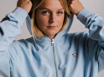 Panda Soft Fleece Full Zip Hoodie – Light Blue by Sossu - Daily Nomad