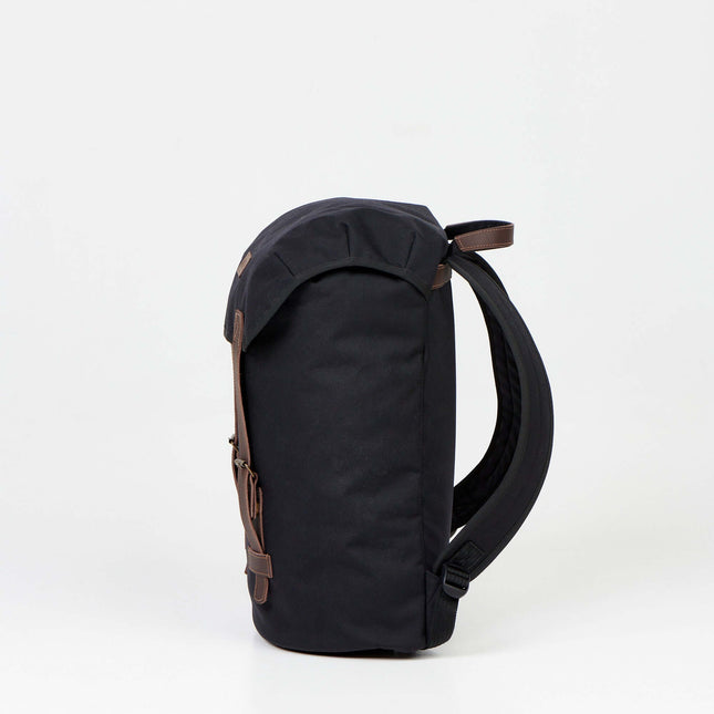 Black Cafe Handmade Backpack from Matrix Pro, durable, waterproof, 18L capacity, side view.