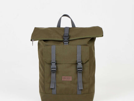 Cliff 25L Backpack in khaki, perfect for urban use and short hikes, featuring a roll-top design and adjustable chest straps.
