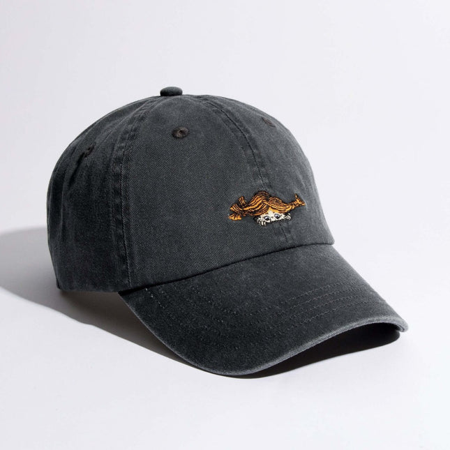 Pippi Denim Dad Cap in black featuring playful embroidery for a charming casual look.