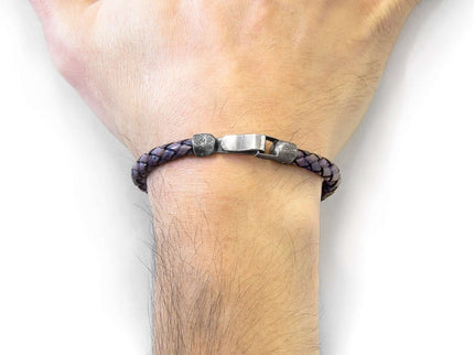 Skye Silver and Braided Leather Bracelet – Indigo Blue by ANCHOR & CREW - Daily Nomad
