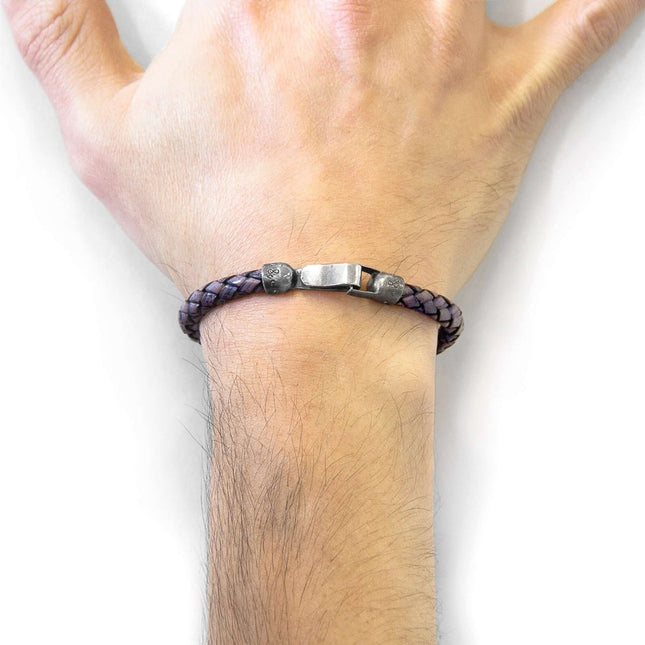Skye Silver and Braided Leather Bracelet – Indigo Blue by ANCHOR & CREW - Daily Nomad