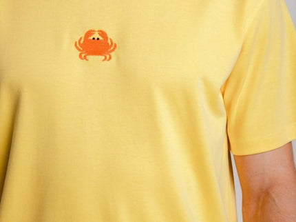 Sossu – Unisex Heavyweight Embroidered Cotton - Crab T-shirt - Yellow - Daily Nomad