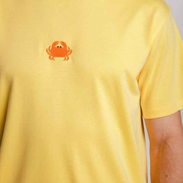 Sossu – Unisex Heavyweight Embroidered Cotton - Crab T-shirt - Yellow - Daily Nomad