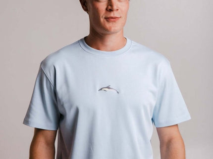 Sossu – Unisex Heavyweight Embroidered Cotton Dolphin T-Shirt - Light blue - Daily Nomad