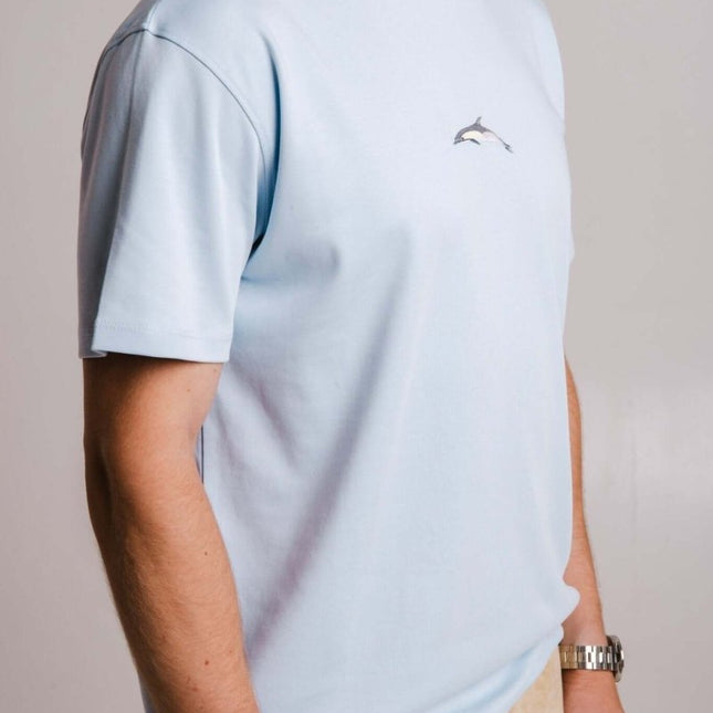 Sossu – Unisex Heavyweight Embroidered Cotton Dolphin T-Shirt - Light blue - Daily Nomad