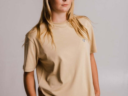 Sossu – Unisex Heavyweight Embroidered Cotton - Panda T-shirt - Light Brown - Daily Nomad