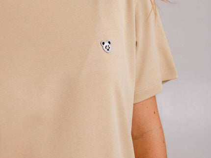 Sossu – Unisex Heavyweight Embroidered Cotton - Panda T-shirt - Light Brown - Daily Nomad