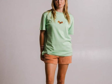 Sossu – Unisex Heavyweight Embroidered Cotton - Squirrel T-shirt - Light Green - Daily Nomad