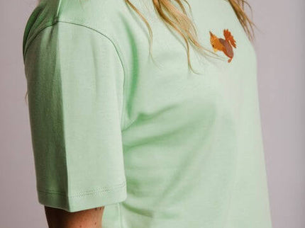Sossu – Unisex Heavyweight Embroidered Cotton - Squirrel T-shirt - Light Green - Daily Nomad