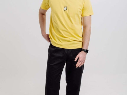 Sossu – Unisex Lightweight Embroidered Cotton Emperor Penguin T-shirt - Yellow - Daily Nomad