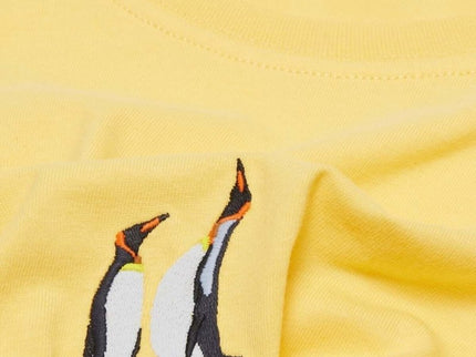 Sossu – Unisex Lightweight Embroidered Cotton Emperor Penguin T-shirt - Yellow - Daily Nomad