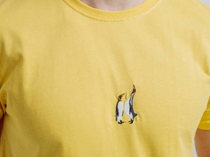 Sossu – Unisex Lightweight Embroidered Cotton Emperor Penguin T-shirt - Yellow - Daily Nomad