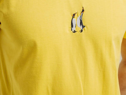 Sossu – Unisex Lightweight Embroidered Cotton Emperor Penguin T-shirt - Yellow - Daily Nomad