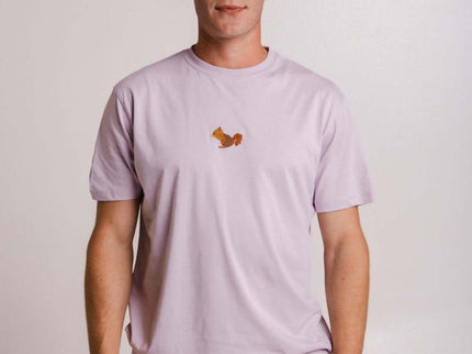 Sossu – Unisex Lightweight Embroidered Cotton Squirrel T-shirt - Lilac - Daily Nomad