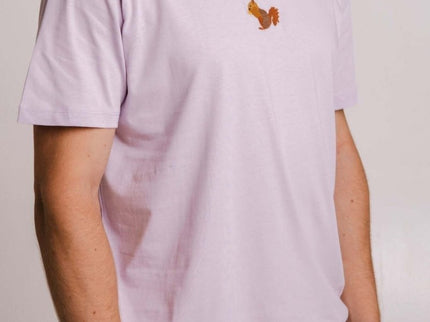 Sossu – Unisex Lightweight Embroidered Cotton Squirrel T-shirt - Lilac - Daily Nomad