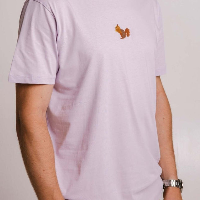 Sossu – Unisex Lightweight Embroidered Cotton Squirrel T-shirt - Lilac - Daily Nomad
