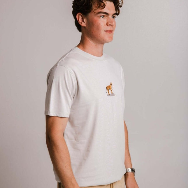 Sossu – Unisex Lightweight Embroidered Cotton Tiger T-shirt - Grey - Daily Nomad