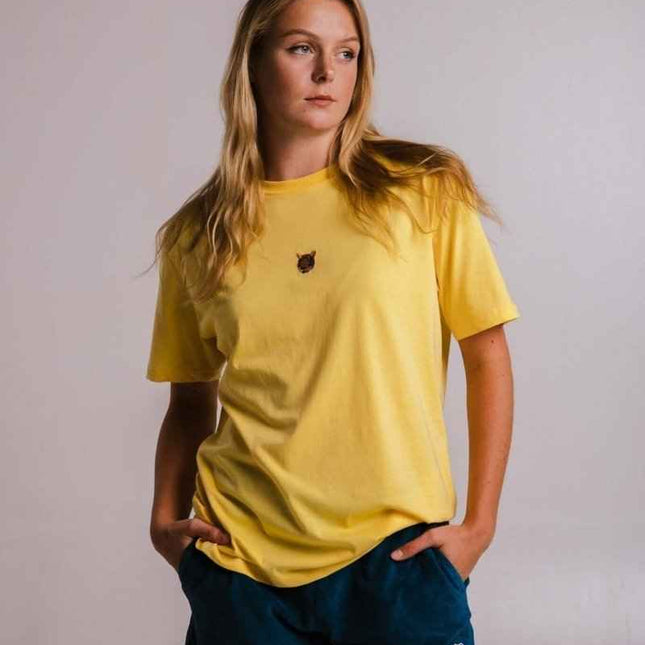 Sossu – Unisex Lightweight Embroidered Cotton Tiger T-shirt - Yellow - Daily Nomad